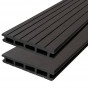 Vlonderplank composiet 2,1 x 14,5 cm antraciet (5 mtr) grove ribbel en vlak (set van 2 planken)