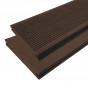 Vlonderplank composiet massief 1,9 x 14 cm donker bruin grove ribbel/ vlak (5 mtr) 