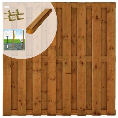 Schutting set vuren Timber recht 15L bruin geimpregneerd (5,70 meter)