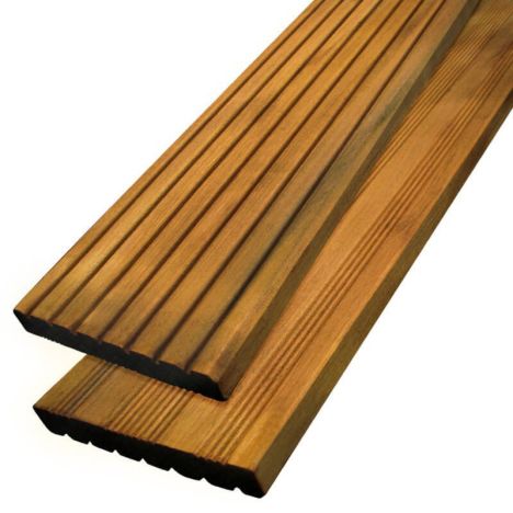 Vlonderplank hardhout Almendrillo 2,1 x 14,5 cm geolied groef/semi-ribbel
