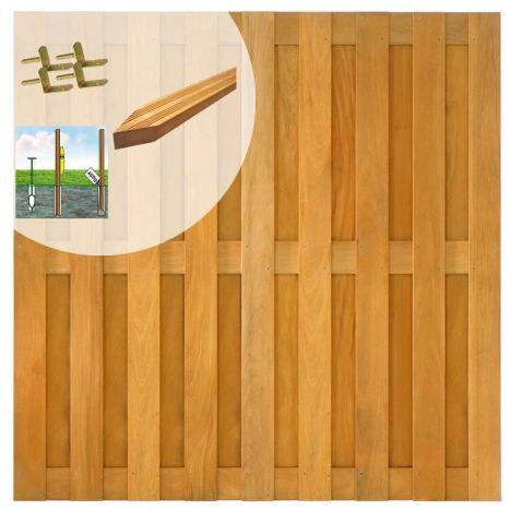 Schutting set hardhout almendrillo geolied recht 17L rvs (9,42 meter)