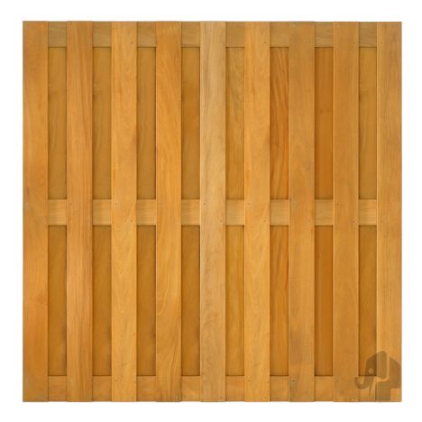 Schutting hardhout almendrillo geolied recht 17L rvs (180 x 180 cm) schermdikte 3,9 cm