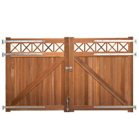 Dubbele poort hardhout bankirai Belmonte met trellis incl. beslag (300 x 180 cm)