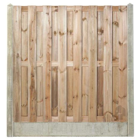 Hout & Beton schutting grijs - Grenen recht 15L rvs groen geimpregneerd (180 x 180 cm) dikte 4,7 cm
