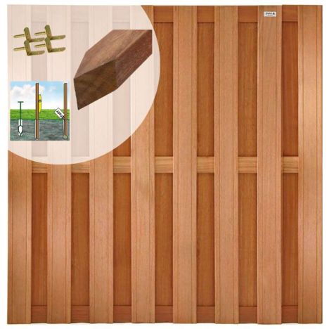 Schutting set hardhout kempas Timber recht 14L v-groef (7,55 meter)