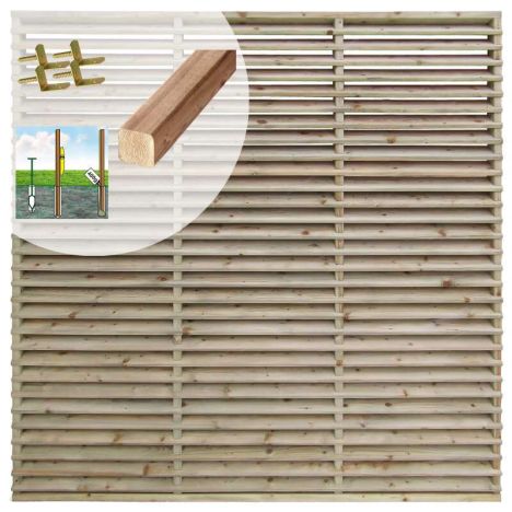 Schutting set vuren Trend louvre recht 30L groen geimpregneerd (5,67 meter)