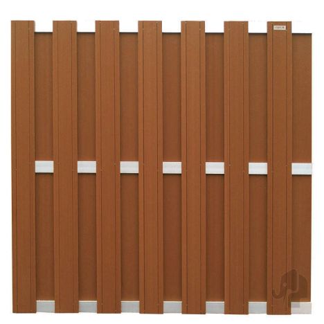 Schutting composiet Design bruin met blank aluminium frame