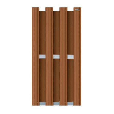 Schutting composiet Design bruin met blank aluminium frame (90 x 180 cm)