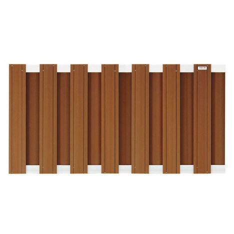 Schutting composiet laag Design bruin met blank aluminium frame (180 x 93 cm)