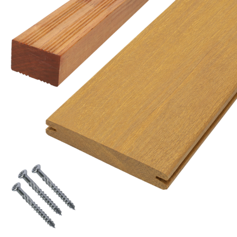 Vlonderplank totaalpakket hardhout Bankirai 2,5 x 14,5 cm (2,45 mtr) vlak