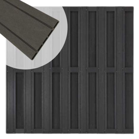 Schutting composiet Stijl antraciet met antraciet aluminium frame (180 x 180 cm)