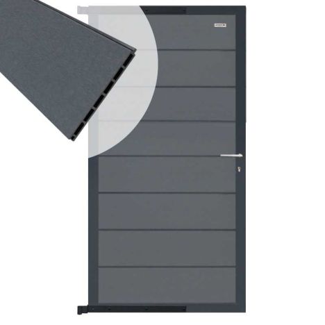Tuindeur composiet Modular rock grey met antraciet aluminium frame compleet (90 x 180 cm)