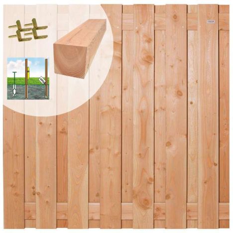 Schutting set Douglas Finch recht 14L rvs geschaafd (5,70 meter)