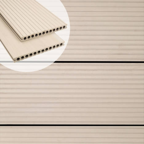Vlonderplank composiet semi massief 2,5 x 25 cm - XWB Riviera vlak en grove ribbel