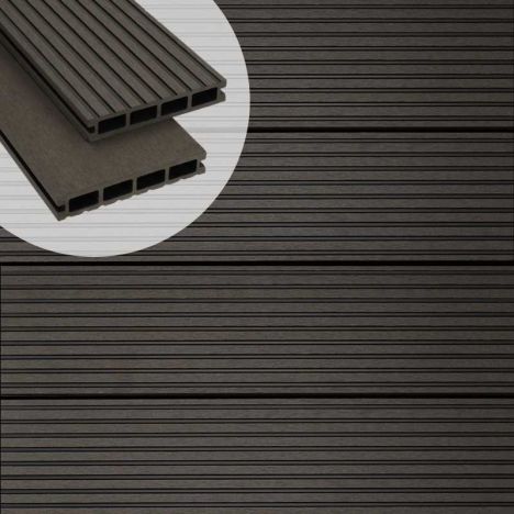 Vlonderplank composiet 2,5 x 14,6 cm Lava (4 mtr) vlak en grove ribbel