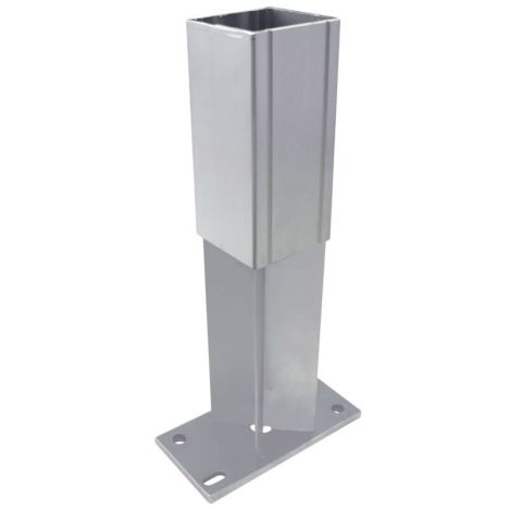 Paalhouder met voet zilver gepoedercoat tbv aluminium tuinpaal 68 x 68 mm