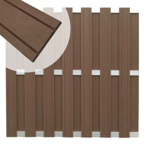 Schutting composiet Stijl bruin met blank aluminium frame (180 x 180 cm)