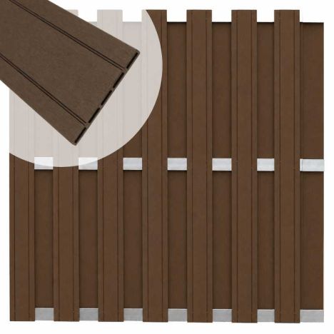 Schutting composiet Stijl bruin met blank aluminium frame (180 x 180 cm)