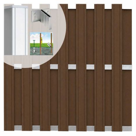 Schutting set composiet Stijl bruin met blank aluminium frame (5,67 meter)