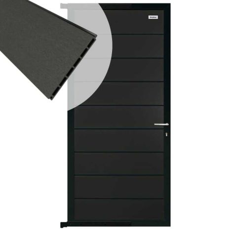 Tuindeur composiet Modular Antraciet met antraciet aluminium frame compleet (90 x 200 cm)