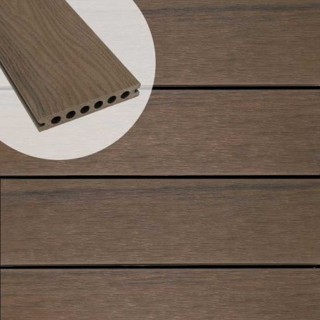 Vlonderplank composiet 2,3 x 14 cm Ipe-kleur toplaag vlak/schorsmotief