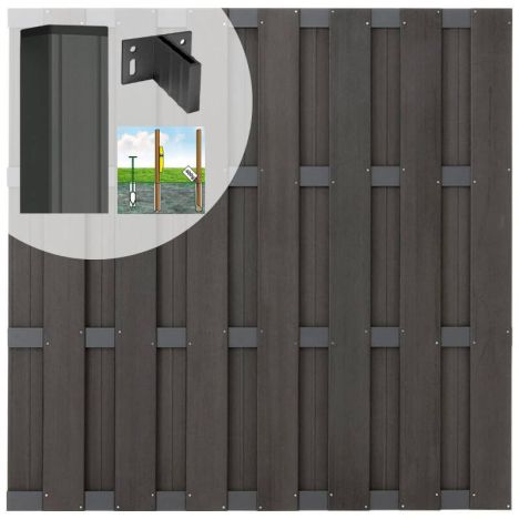 Schutting set composiet Bari antraciet met antraciet aluminium frame (7,54 meter)