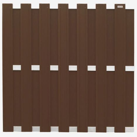 Schutting composiet Design donkerbruin met blank aluminium frame (180 x 180 cm)