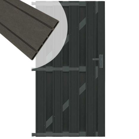 Tuindeur composiet Stijl antraciet met antraciet alu frame incl. hang&sluitwerk (100 x 180 cm)