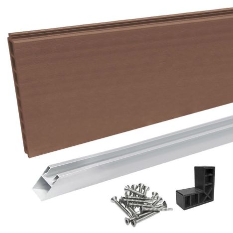 Zelfbouwset composiet Forte bruin met blank aluminium kader (90 x 180 cm)
