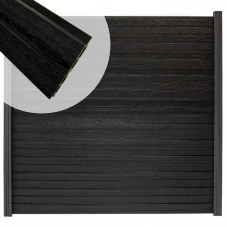 Zelfbouw schutting composiet Modular Rhombus Zwart met alu accessoires (180 x 180 cm)
