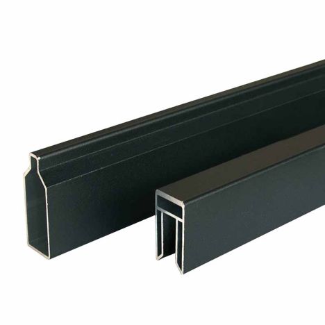 Onder- en bovenregel aluminium - Modular - Rhombus zwart gepoedercoat - 2 x 4,1 x 180 cm