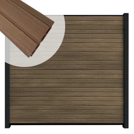 Zelfbouw schutting composiet Modular Rhombus Ipé met zwart alu accessoires (180 x 180 cm)