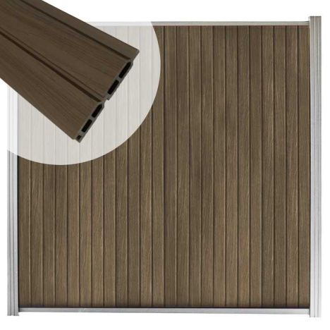 Zelfbouw schutting verticaal Modular Rhombus Ipé met blank alu accessoires (170x180 cm)