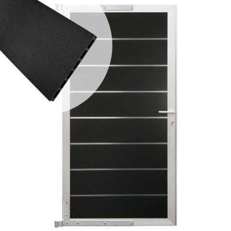 Tuindeur composiet Modular antraciet met blank aluminium frame compleet (90 x 180 cm)