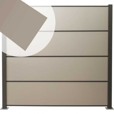Zelfbouw schutting aluminium composiet zilvergrijs - Antraciet alu liggers - 180 x 180 cm