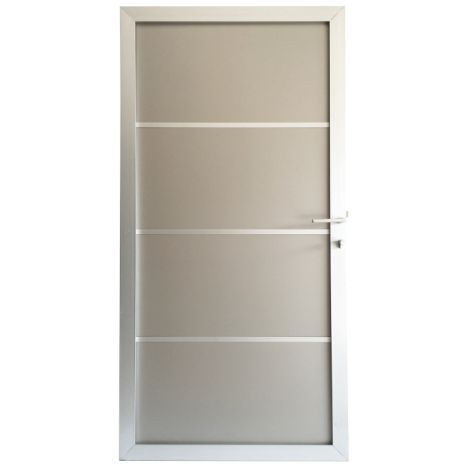 Tuindeur aluminium composiet Zilvergrijs met blank aluminium frame compleet (90 x 180 cm)