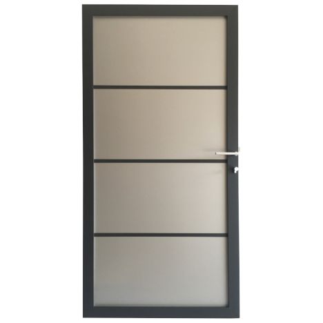 Tuindeur aluminium composiet Zilvergrijs met antraciet aluminium frame compleet (90 x 180 cm)