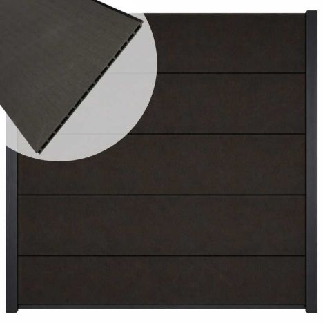 Zelfbouw schutting composiet Mix & Match antraciet - antraciet alu accessoires (180 x 220 cm)