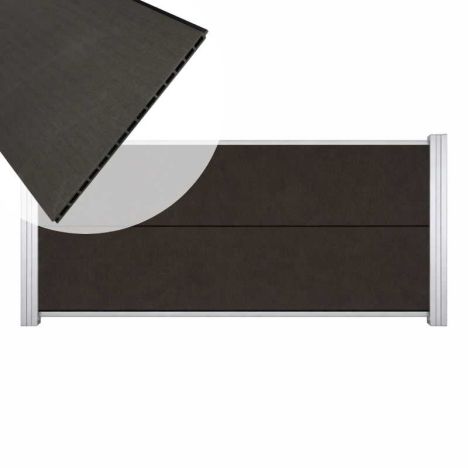Zelfbouw schutting composiet Mix & Match antraciet - blank alu accessoires (180x90 cm)