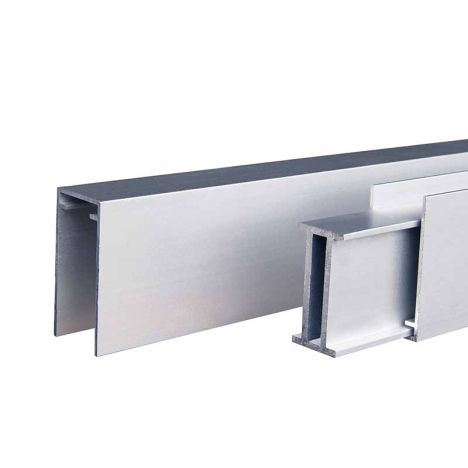 Onder- en bovenregel aluminium - Modular blank geanodiseerd verticaal - 2 x 2,5 x 180 cm