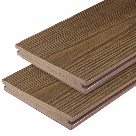 Vlonderplank composiet massief 2,4 x 19 cm driftwood brown schorsmotief (5 mtr)
