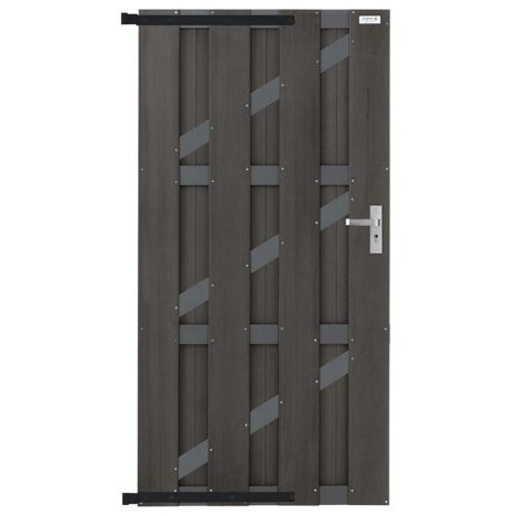 Tuindeur composiet Basic antraciet met aluminium-antraciet frame incl. hang en sluitwerk (90 x 180 cm)