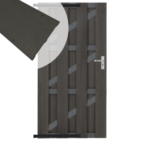 Tuindeur composiet Bari antraciet met antraciet alu frame incl. beslag  (100 x 180 cm)