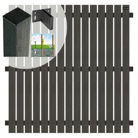 Schutting set composiet Dark Line antraciet met antraciet aluminium frame (7,54 meter)