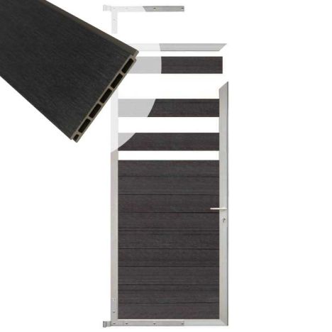 Tuindeur composiet Garda antraciet met blank alu kader (90 x 180 cm)
