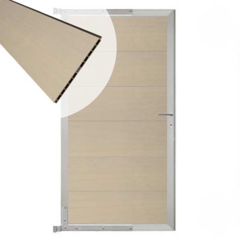 Tuindeur composiet Como beige met blank alu kader (90 x 180 cm)