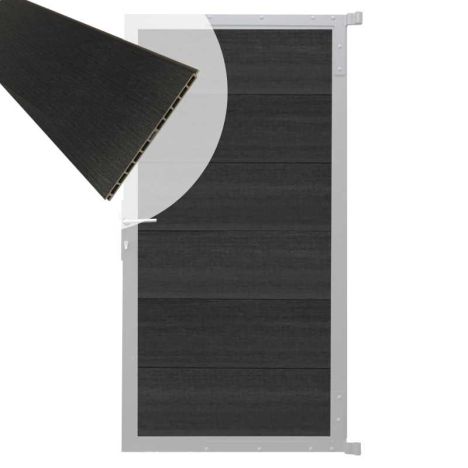 Tuindeur composiet Como antraciet met blank alu kader (90 x 180 cm)