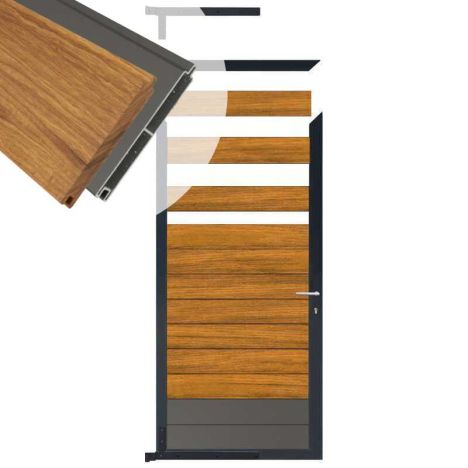 Tuindeur aluminium antraciet frame Mix & Match - hardhout Thermo Fraké / alu antraciet (90 x 180 cm)
