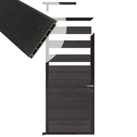 Tuindeur composiet Garda antraciet met antraciet alu kader (90 x 180 cm)