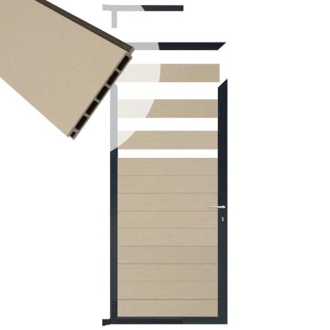 Tuindeur composiet Garda beige met antraciet alu kader (90 x 180 cm)